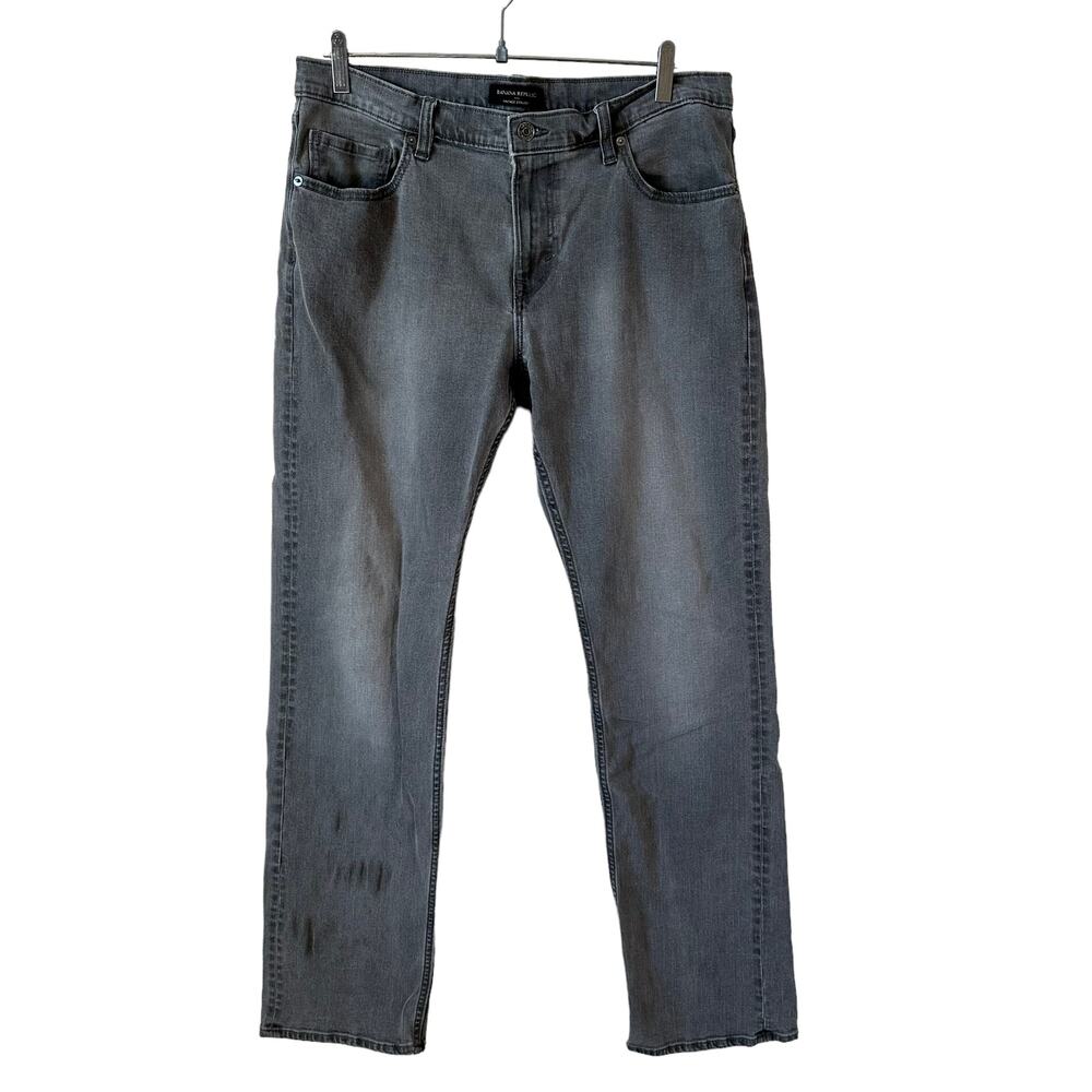 BANANA REPUBLIC Mens Vintage Straight Jeans Gray Size 35x34 with Flaw Grunge Emo